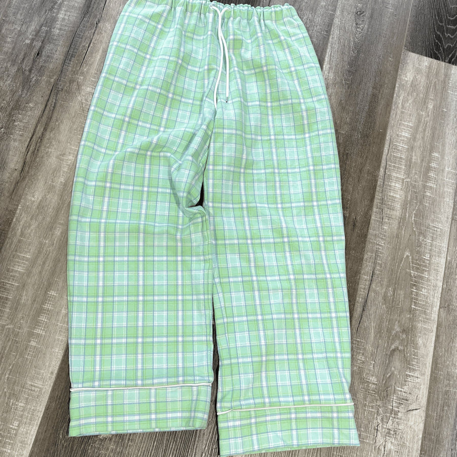 Mint Green and White Plaid Organic Flannel Pajama Pants| Lamentations 3:25 - The Flannel Store